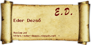 Eder Dezső névjegykártya